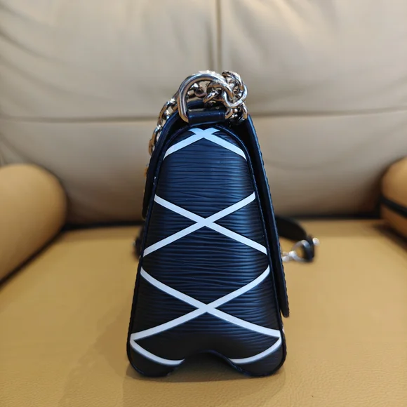 Louis Vuitton Black/White Malletage Leather Twist PM Shoulder Bag - Picture 3 of 12